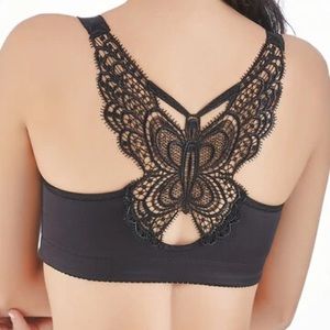 Black Butterfly Embroidery Bra